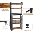 thumbnail image 3 of 6-Tier 63” Toilet Storage Shelf with Cart | Brown Freestanding Above Toilet Shelf Rack, Farmhouse Bathroom Organizer Shelves, Space Save, 3 of 6