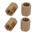 thumbnail image 1 of Unique Bargains1/4BSP Female Thread Straight Hex Fitting Rod Coupling Nut Brass Tone 4pcs, 1 of 2