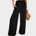 thumbnail image 2 of QHFBli Wide Leg Pants for Women High Wasited Baggy Palazzo Pants Casual Pull On Bell Bottom Smocked Elastic Waist Pants, 2 of 5