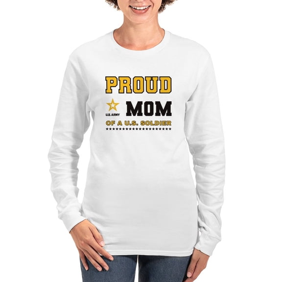 CafePress - Proud Mom Of A Soldier Black And Gold Long Sleeve T Shirt - Women's Long Sleeve Graphic Casual T-Shirt