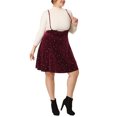thumbnail image 4 of Agnes Orinda Women's Plus Size Velvet Skater Skirts High Waist Shiny Stars Suspender Skirt 1X Burgundy, 4 of 5