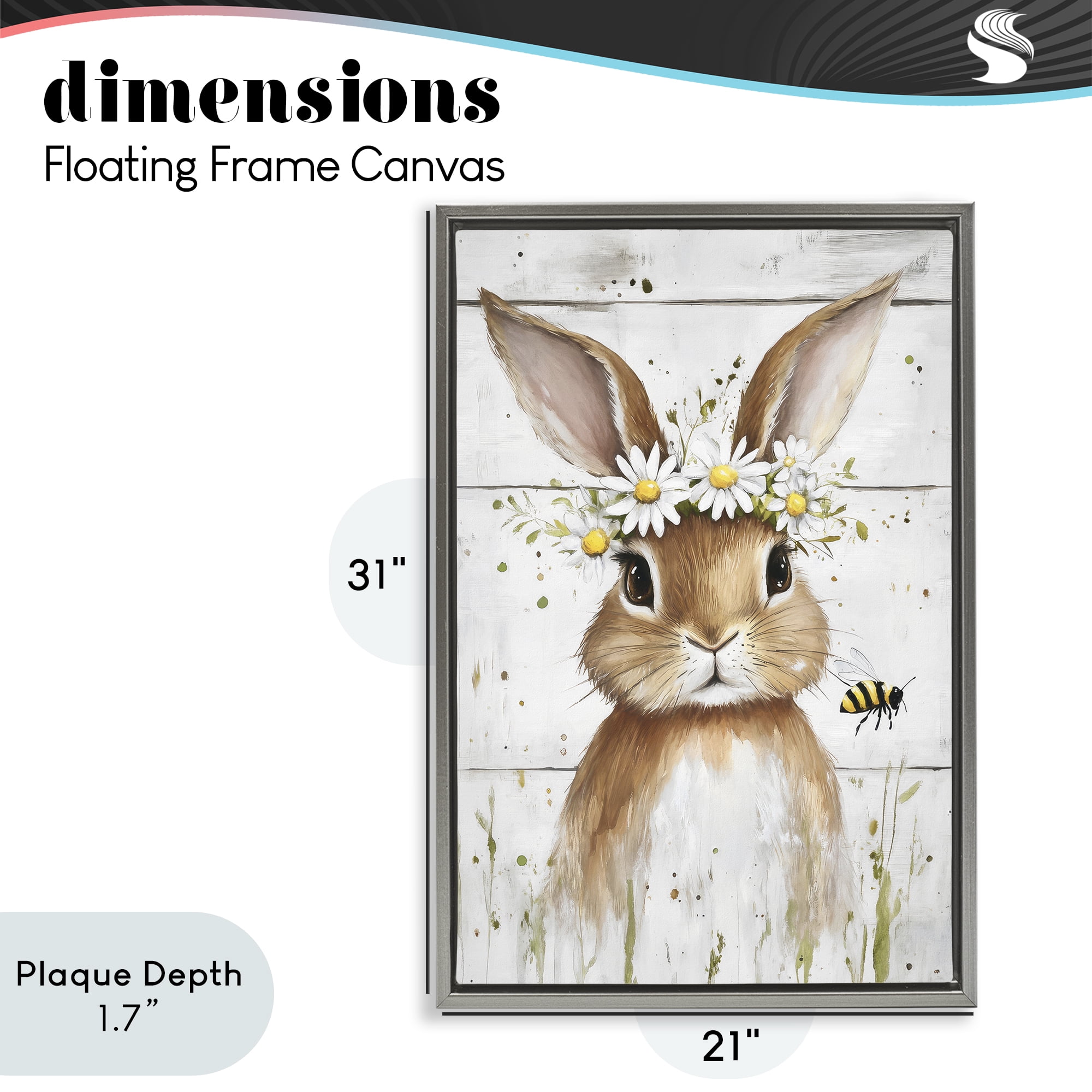 Stupell Industries The Bunny & The Bee Gray Framed Floater Canvas Wall Art, design by Tina LeCour
