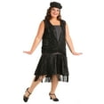 thumbnail image 1 of Women's Plus Size Black Satin Jazz Flapper Costume, 1 of 8