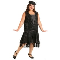 Plus Size Black Jazz Flapper Costume for Women