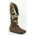 thumbnail image 2 of Ellie Shoes E-103-Alba Flat Microfiber Boot with Gold Trim 6 / Olive, 2 of 2