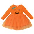 thumbnail image 1 of POINTERTECK Robe de Fête en Tulle à Manches Longues pour Enfants, Tout-Petits, Filles, Imprimé Citrouilles, Orange 24M, 1 of 7