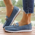 thumbnail image 3 of Rokment Womens Bow Ballet Flat Dress Shoes for Bride Wedding Trendy Casual Lined Bowknot Low Heel Slip on Walking Penny Loafers Blue Size 7.5, 3 of 5