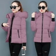 thumbnail image 3 of Pounoo Winter Puffer Jackets for Women Zip Up Quilted Puffer Jacket Casual Warm Padded Outerwear with Hood Trendy Fashion Clothing, 3 of 7
