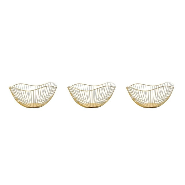 serony Panier à Fruits en Métal à Grand Application Style Moderne Multifonctionnel Robuste et Durable Or Exquis Droit Grand 3ensemble