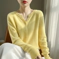 thumbnail image 2 of Fiaer women button down sweaters plus size long sleeve v neck trendy cozy fall winter loose fit tops Yellow XL, 2 of 4