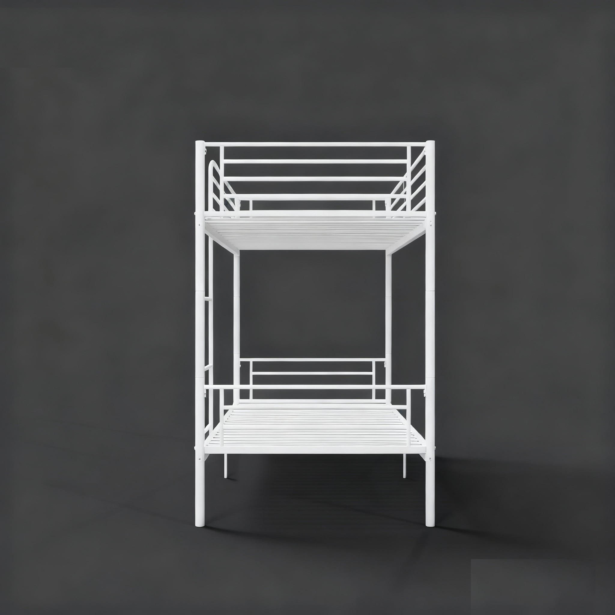 Mintazer Twin Over Twin Detachable Metal Bunk Bed with Ladder & Guardrail for Teen Adult Bedroom Dormitory, White