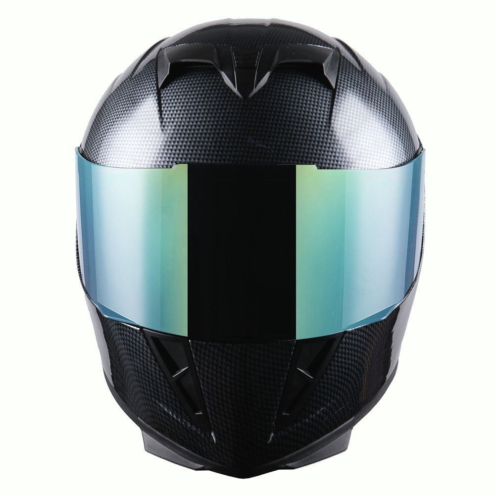 1Storm Motorcycle Full Face Helmet Street Bike Skull King HJK311 + One Extra Clear Shield ; Carbon Fiber Black