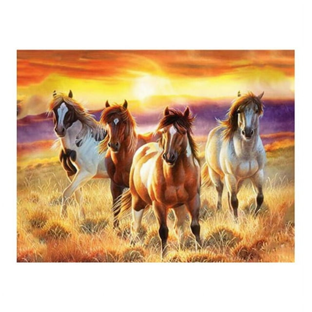 Peinture Diamant Carrée Complète DIY Diamant Course le Cheval Broderie Diamant Croix Strass