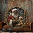 thumbnail image 6 of pathside 2 Pcs Black Santa Christmas Decorations, Black Face Santa Wooden Christmas Tree Ornaments, Claus Farmhouse Christmas Ornament Xmas Round Decorative Hanging Ornaments, 11.8in Diameter, 6 of 6