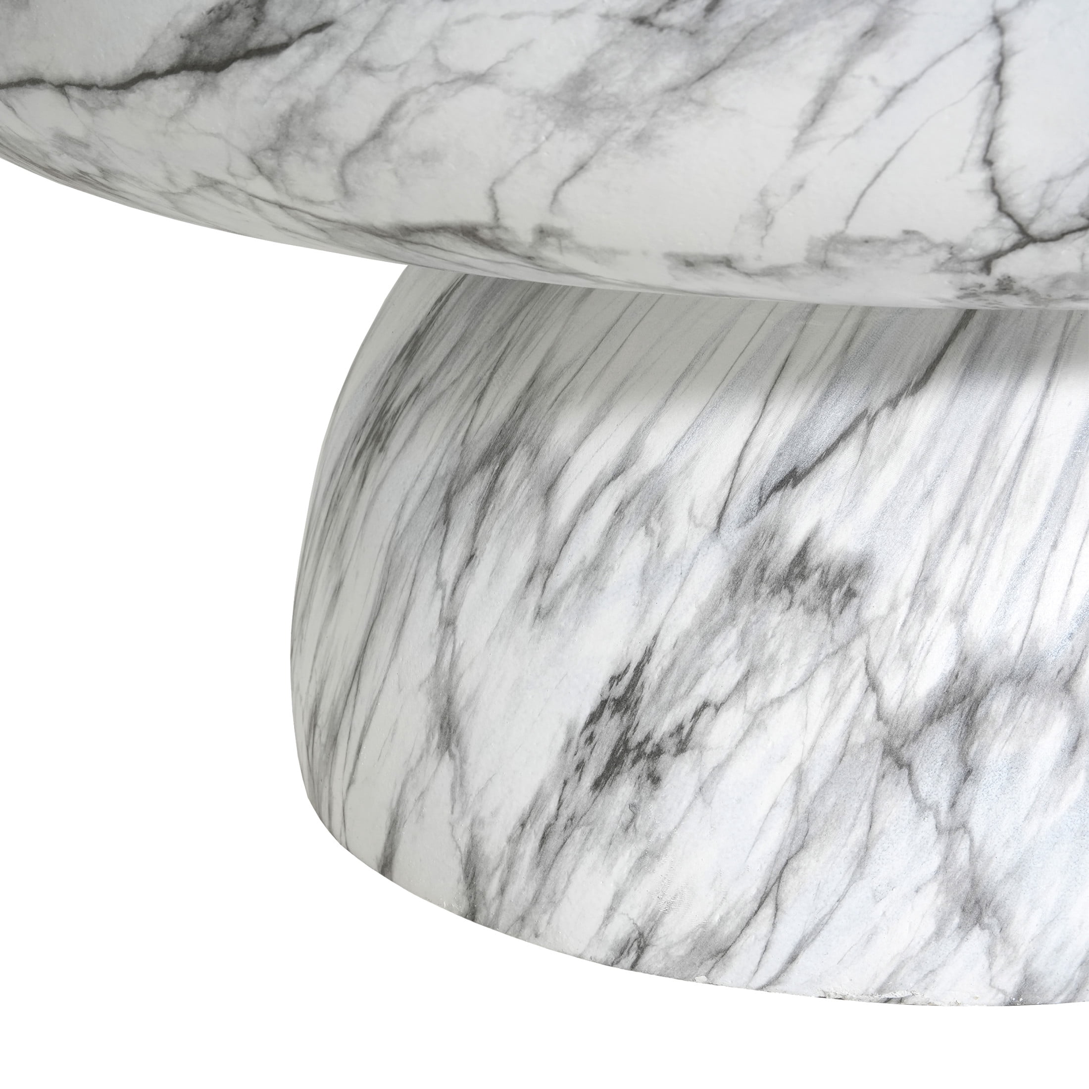 Christopher Knight Home 27.5" Faux Marble Outdoor Coffee Table, Round Patio Accent Table, White Marble Finish