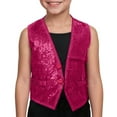 thumbnail image 4 of Boys Sequin Vest V-Neck Pink Shiny Dance Vest for Boys Party for Girls and Boys Masquerade Outfits for Men 7-8 Years, 4 of 5