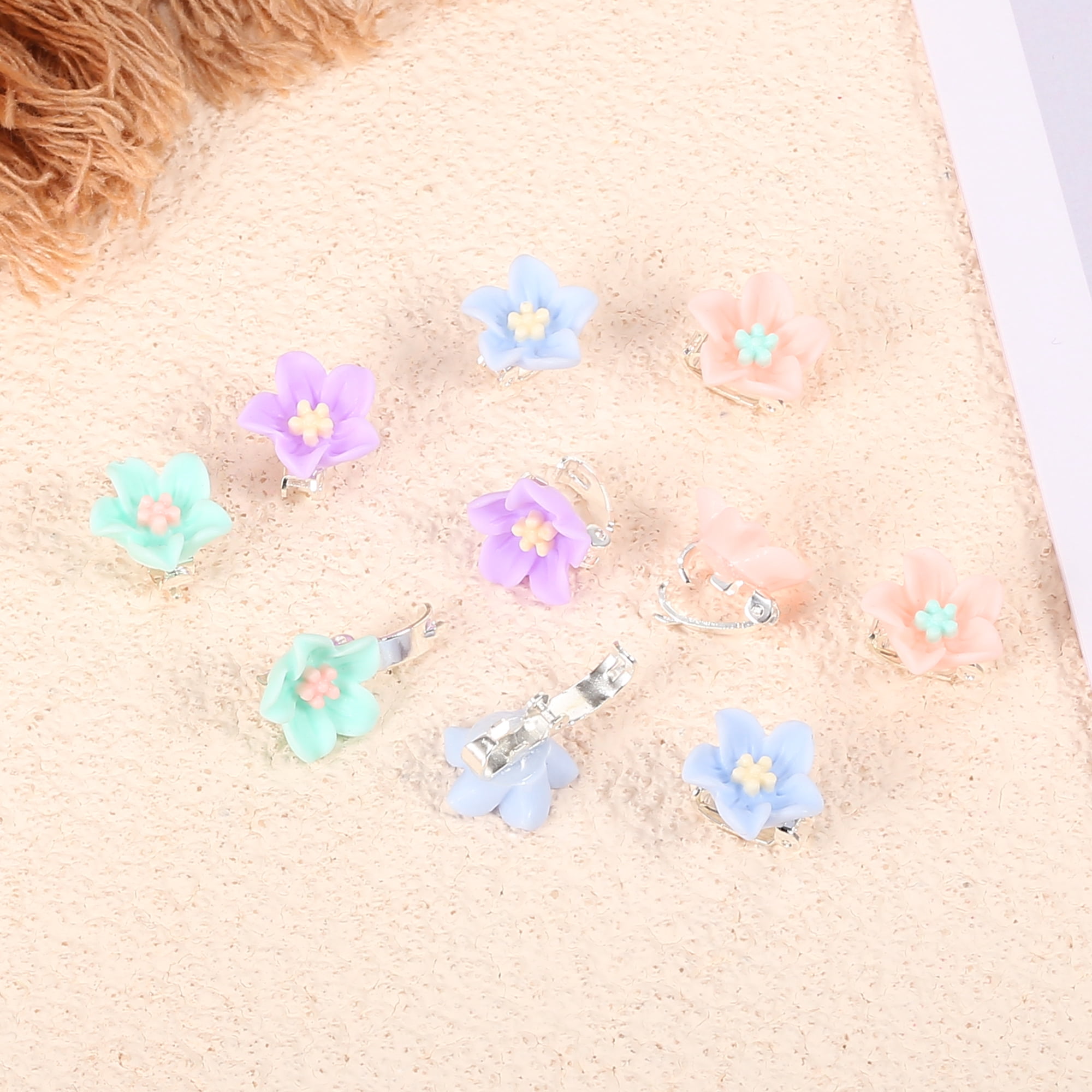 Unique Bargains 20Pcs Small Cute Mini Flower Hair Clips Purple Green