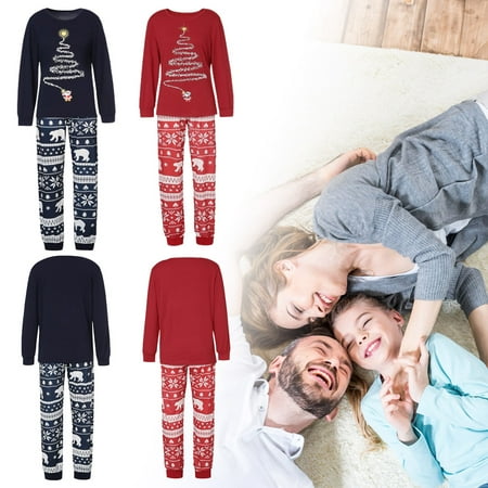 

Christmas Family Holiday Pajamas Matching Set Tree Print Christmas Top Sleepwear