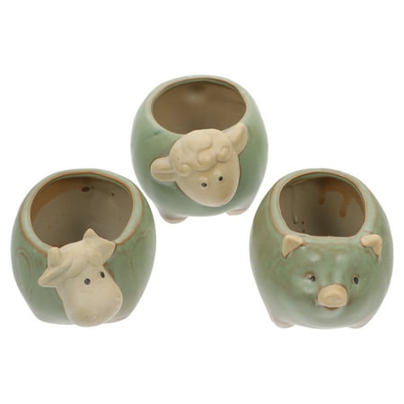 

TINKSKY 3Pcs Ceramic Craft Flowerpot Animal Design Flowerpot Desktop Flowerpot