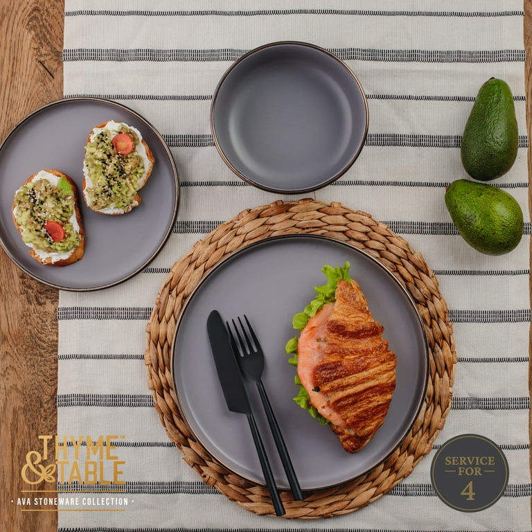 アランTHEVAULT10年58.9%&MachrieMoor56.2%セット Free Shipping! Thyme & Table Ava 12-Piece Gray Ceramic Dinnerware