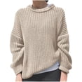 thumbnail image 1 of TIMIFIS Women's Sweater Manches Longues Oversized Col Rond Couleur Unie Knit Décontracté Ample Chaud Hiver Fall Pullover Sweater Tops Extérieur - Automne/hiver, 1 of 2