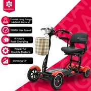 Bangeran Long Range Electric Medical Scooter 25 MILES, Powerful Li-on Battery Large Seat, Foldable Portable - Matte Red