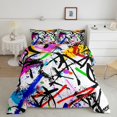 thumbnail image 2 of Erosebridal Modern Abstract Bedding Twin Comforter Set, Hip Hop Graffiti Down Comforter, Reversible 2 Pieces, 2 of 7