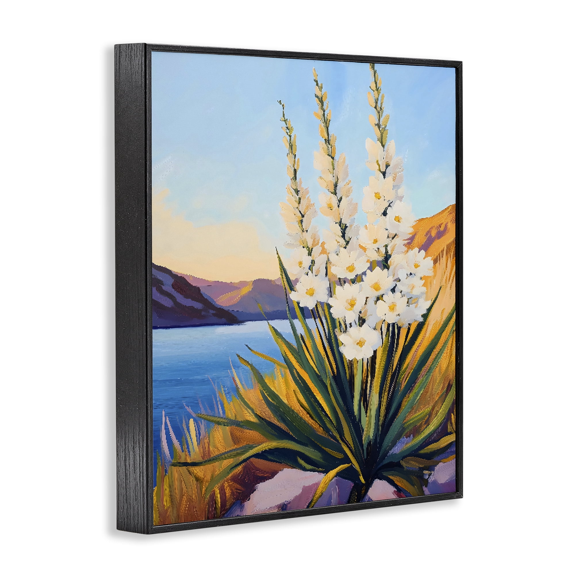 Stupell Industries Yucca in Bloom By The Lake Black Framed Giclee Art, design by The Prints Vibe