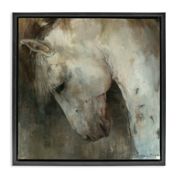 Stupell Industries Rustic Horse Portrait Animals & Insects Painting Black Floater Framed Canvas Art Print Wall Art, 18 x 18