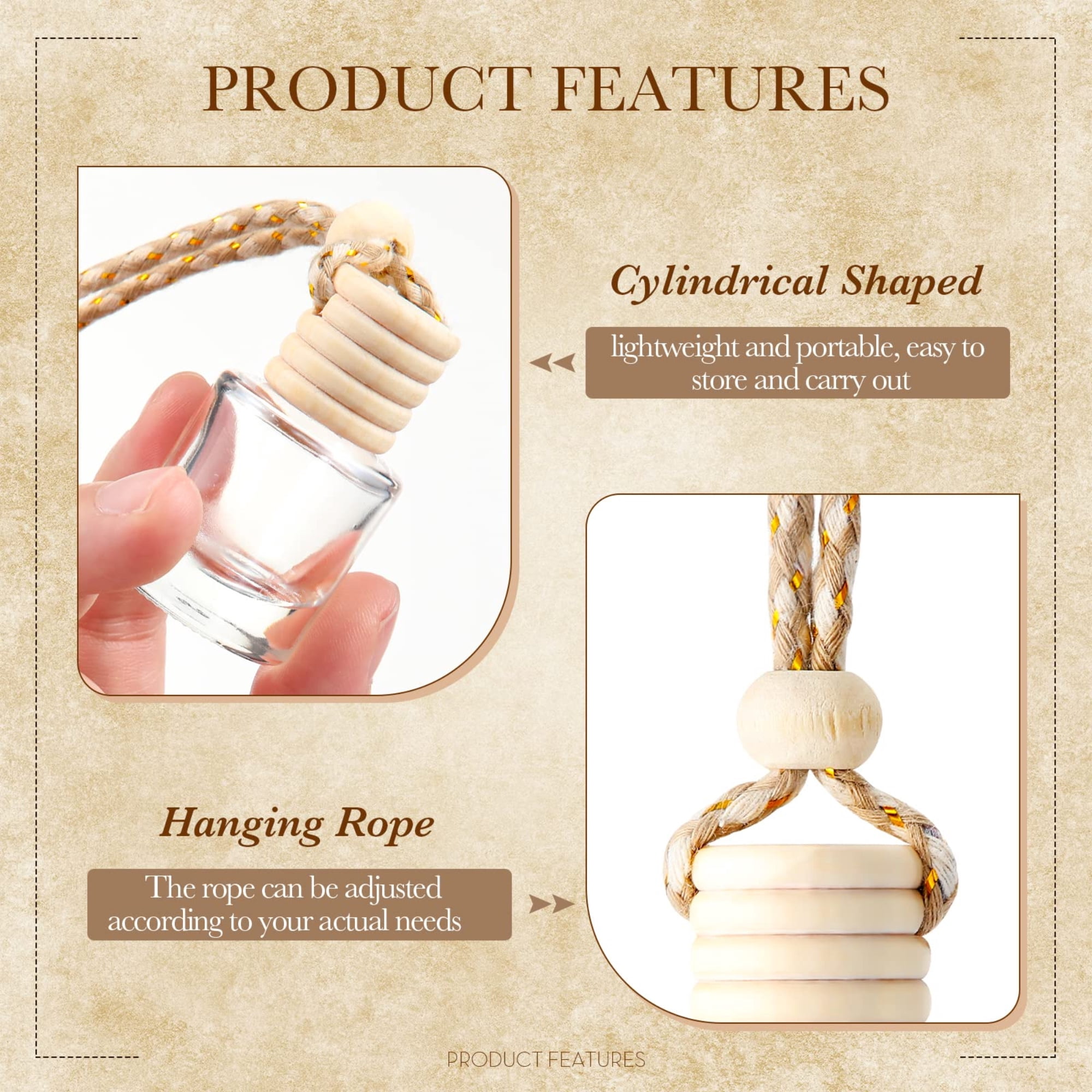 50 Pcs Car Air Fresheners Diffuser with Wooden Cap Empty Aromatherapy Diffuser Clear Fragrance Holder Pendant Hanging Perfume Fresheners Bottles for Car Decor