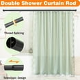 thumbnail image 6 of Double Shower Curtain Rod 27-90 Inches Wall Mounted Double Shower Curtain Rod Adjustable Curtain Rod for Bathroom Laundry Room Room Divider Kitchen, Black, 6 of 7
