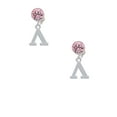 thumbnail image 2 of Delight Jewelry Silvertone Large Greek Letter - Lambda - Pink Crystal Clip on Earrings, 2 of 5