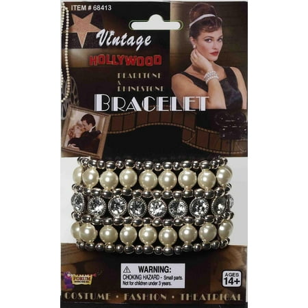 Vintage Hollywood Pearl And Rhinestone Costume Glamour Bracelet One