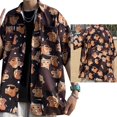 thumbnail image 4 of Camisa con botones para hombre, media manga, personajes de dibujos animados, camisa holgada informal con botones de manga corta para verano, 4 of 8