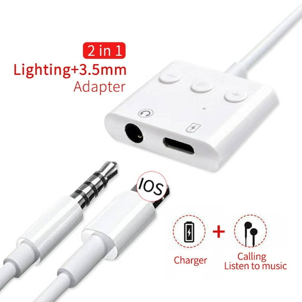 2 en 1 3,5 Mm Jack Adaptateur Audio Chargeur pour Iphone Écouteurs Écouteurs Connecteur Blanc Bluetooth version (Appel de Soutien)