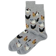 Hot Sox Mens Feeding Chickens Crew Socks, Mens Shoe Size 6-12.5, Grey Heather