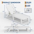 thumbnail image 4 of Oversized HDPE Folding Chaise Lounge Chair – 5-Position Adjustable, Sturdy Resin Patio Recliner with Cup Holder, Weather-Resistant Outdoor Poolside Deck Furniture, Without Wheels, White, 4 of 7