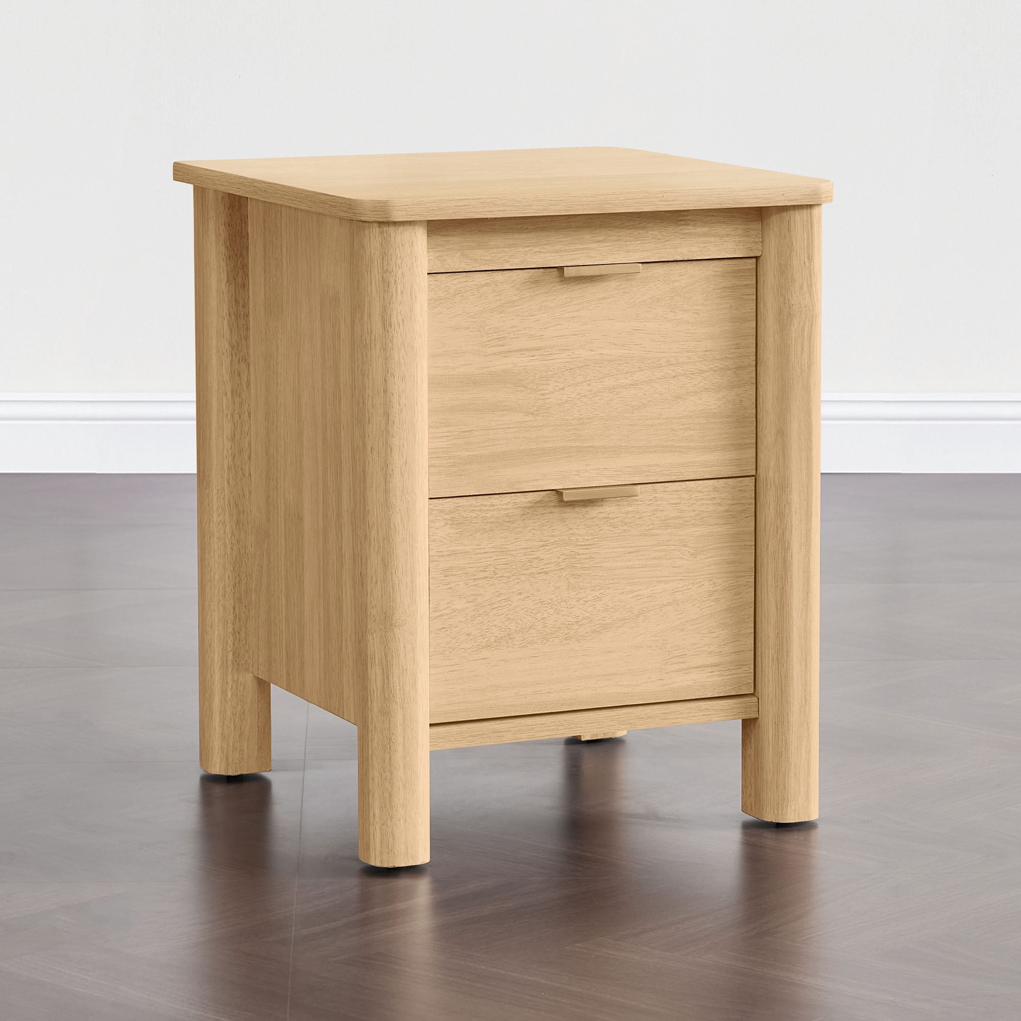 Spruce & Spring Farmhouse Nightstand, 2-Drawer End Table, Bedside Table for Bedroom, Living Room & Study, Natural Wood Finish