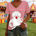 thumbnail image 2 of Lkhaha Women's T Shirts Fashion Casual Stripe Print Soft Breathable Basic Slim Undershirts Red 5XL, 2 of 4