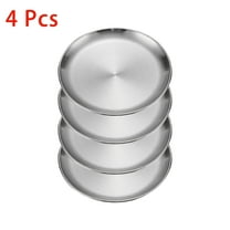 LHNFT Stainless Steel Plates 5.5 inch Metal Lightweight Unbreakable Dinner Dishes Plates Set Non-Toxin Dishwasher Safe BPA Free and Healthy