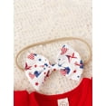 thumbnail image 4 of Wassery 4th of July Infant Girls Romper Dress 3 6 12 18 Months Baby Girls Independence Day Outfit Fly Sleeve Stars/Popsicle Print Patchwork Bodysuit A-line Dress with Headband, 4 of 9