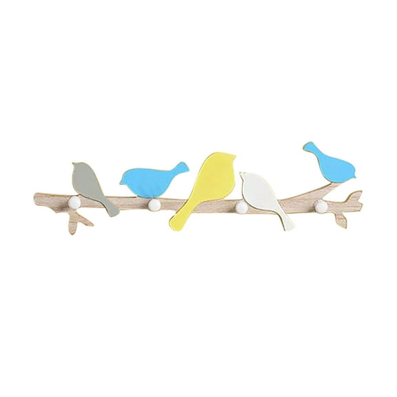 LACKUST Wall Hanging Hooks,Wooden Home Decoration Bird Hook Creative Keyless Wall Shelf,Multicolor
