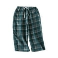 thumbnail image 7 of Sweatpants Women Summer Loose Fit Plaid Lightweight Washable Soft Fabric Capris Trousers Dark Green Lounge Pajama Pant L, 7 of 7