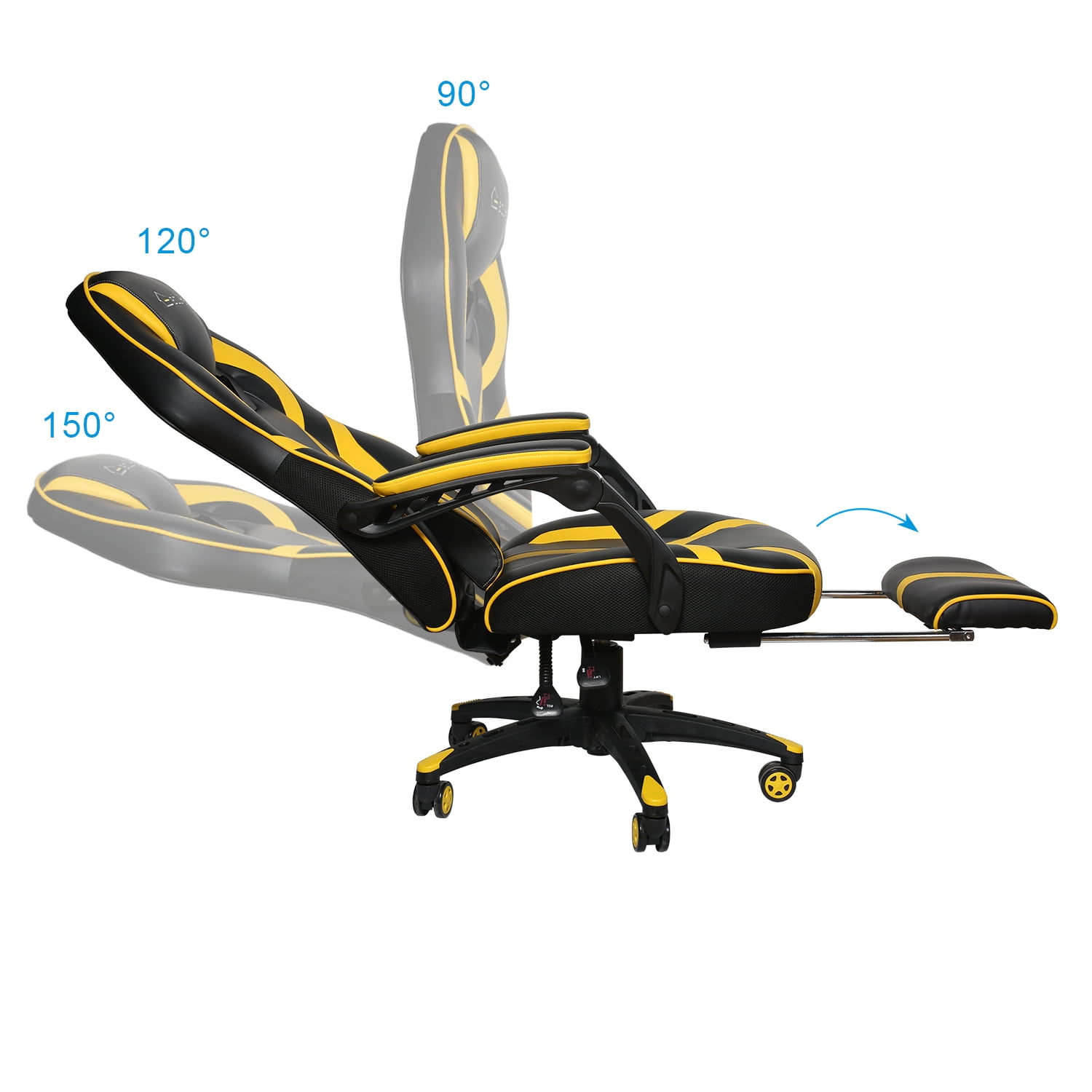 Massage Gaming Chair Ergonomic Office Chair Headrest Lumbar Support Racing Style PU Leather PC High Back Adjustable Swivel Task Chair with Footrest