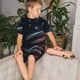 thumbnail image 4 of Fotbe American Flag Waving Print Pijama Estampada de 2 Piezas para Niños – Ropa de Dormir de Manga Corta Cómoda para Niños y Niñas, Camiseta y Shorts de Algodón-Large, 4 of 6