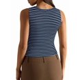 thumbnail image 6 of Tank Tops for Women Summer Boat Neck Sleeveless Casual Basic Ribbed Slim Fitted Shirts Navy Blue XL, 6 of 10