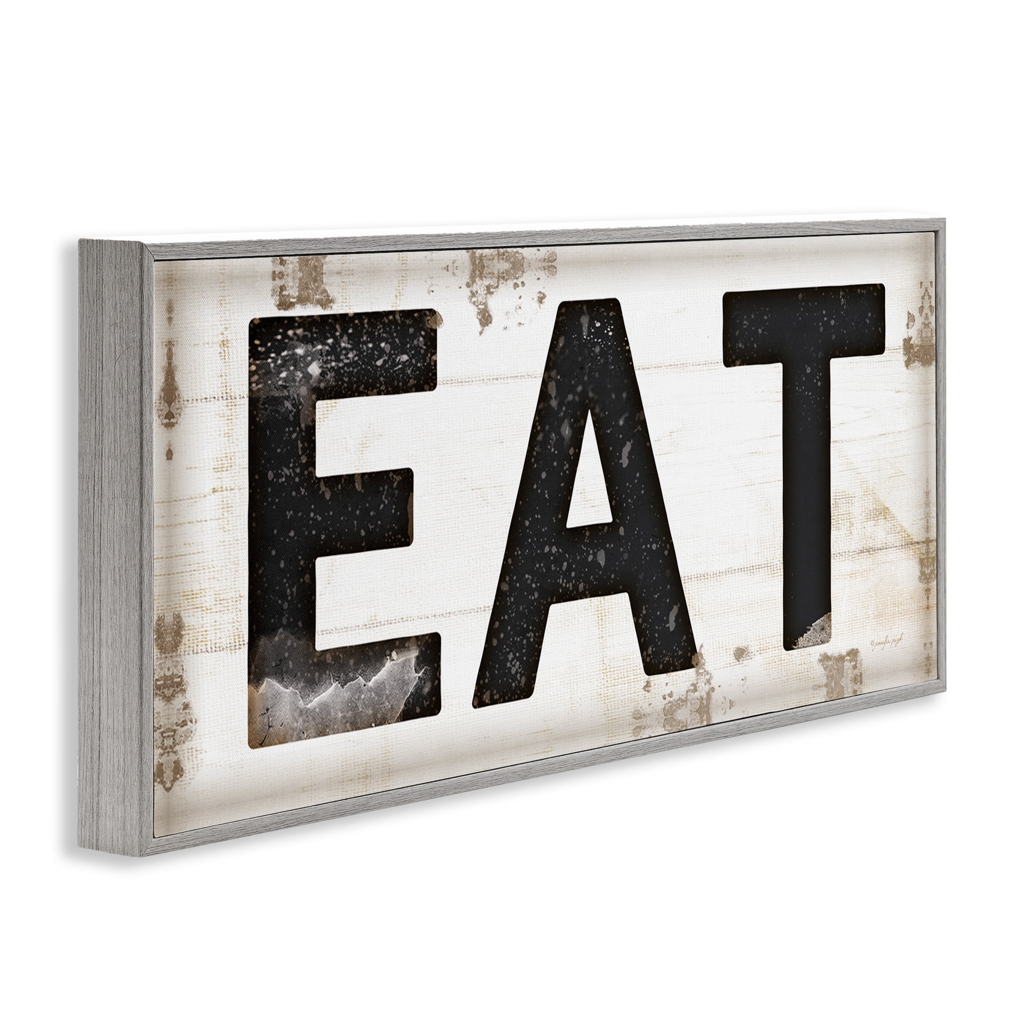 Stupell Industries Eat Typography Vintage Sign Food & Beverage Painting Gray Framed Art Print Wall Art, 24 x 10