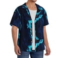 thumbnail image 4 of Disketp Men's Hawaiian Blue Marble And Gold Print Shirts Button Down Holiday Beach Shirts-3X-Large, 4 of 7