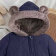 thumbnail image 6 of OJSFQUFP Baby Winter Fleece Lined Snowsuit Quilted Bear Ear Hooded Romper Full Zipper Warm Jumpsuit Outfit, 6 of 7