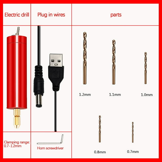 Agiferg Outil de Perçage Électrique DIY Usb Mini Perceuse Électrique Perceuse à Main Circuit Imprimé Film Acrylique Colle Goutte à Goutte Machine à Percer Bijoux